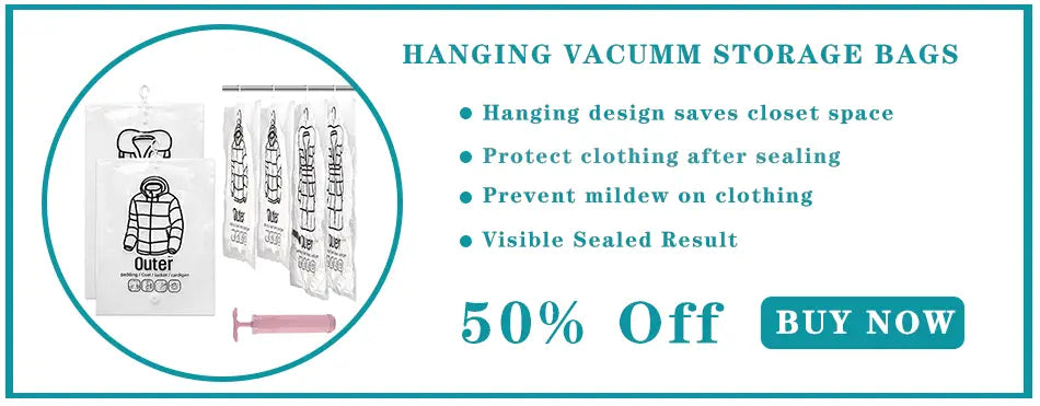 Sacs de compression de rangement blancs suspendus avec illustrations imprimées de vêtements en noir et une pompe manuelle rose, sacs de stockage sous vide pour la literie et les vêtements