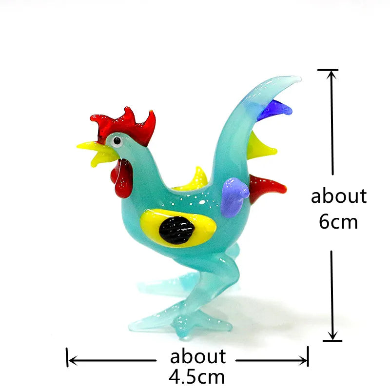 Easter Cock Miniature Figurine Glass Ornament Cute Rooster Tiny Statue Home Table Decor Collection Holiday Party New Year Gifts
