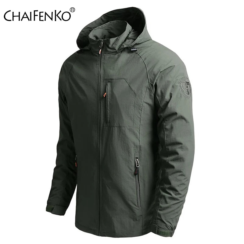 Men Outdoor Hiking Jackets Waterproof Hooded Windbreaker Coat Men Autumn New Casual Jacket Mountaineering Jackets Men 5XL