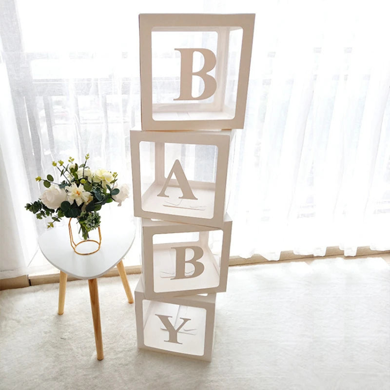 Baby Shower Box Transparent Letter Balloon Box Birthday Wedding Party Docoration Baby Shower Birthday Custom Name Letter Box