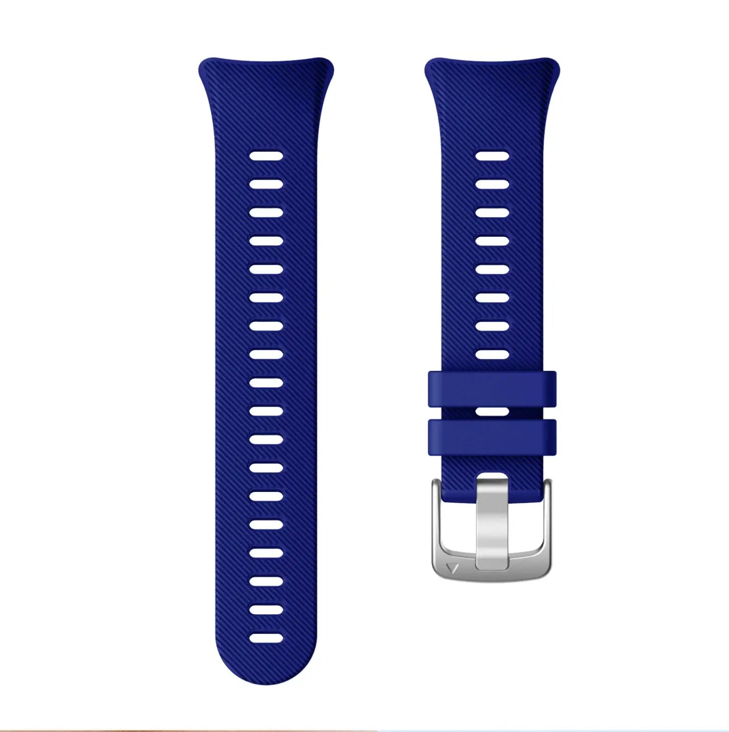 Correa de silicona azul real de alta calidad con hebilla de tono plateado, diseñada para los modelos Garmin Forerunner 45 y Garmin Swim.