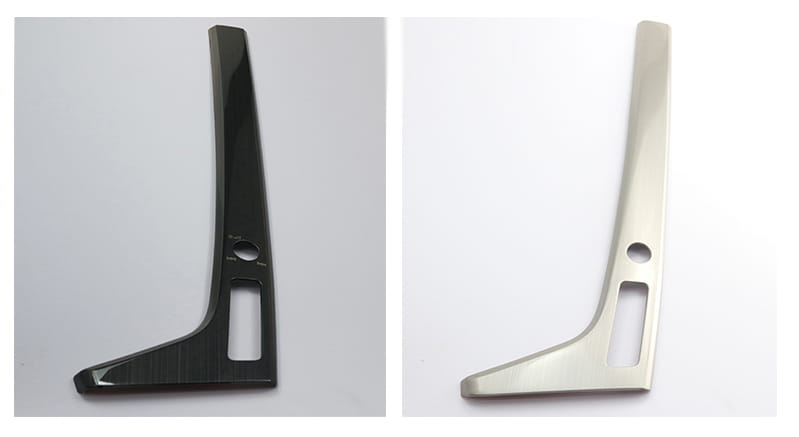 Audi A4 B9 A5 Schalthebel-Wandhalterung mit Becherhalter-Einfassung, mit schwarzen und silbernen Metall-Innenteilen, mit schlankem hochglänzendem Finish.
