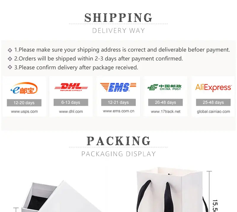 white paper shopping bag with black handles and height measurement of 15.5 cm for custom photo film roll keychain packaging.