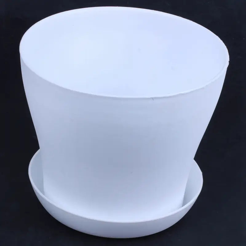 white matte plastic plant pot with matching saucer 17cm suitable for wholesale drop shipping and drop shipping order fulfillment