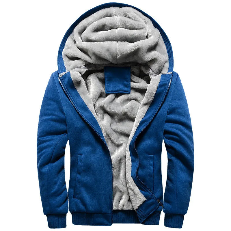 Black Hoodies Men 2026 Winter Jacket Fashion Thick Men's Hooded Sweatshirt Male Warm Fur Liner Sportswear Tracksuits Mens Coat