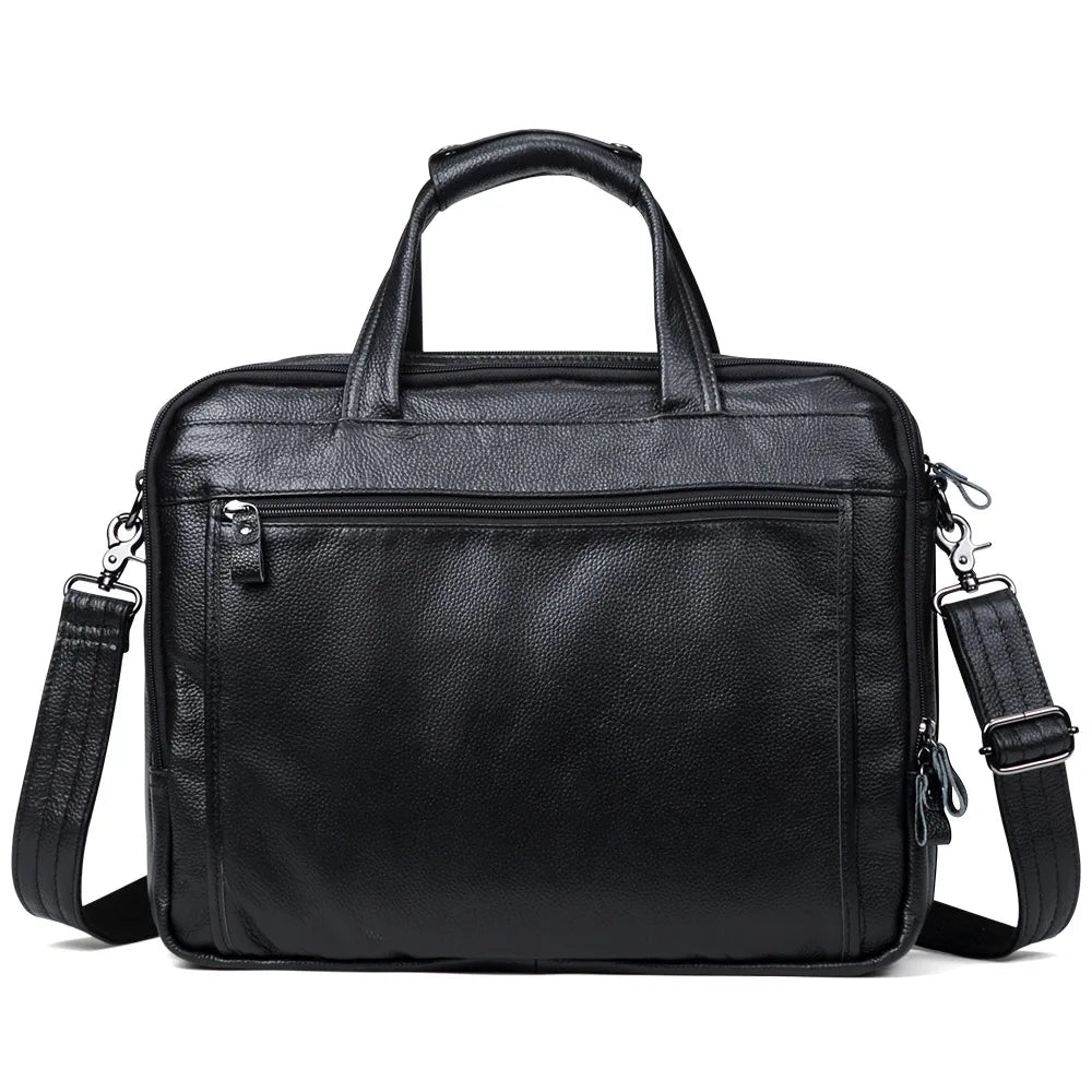 Fashion Genuine Leather Men A4 Office Bag Handbag Business Casual Men's Travel Bag 15.6" Laptop Shoulder Bags Tote Briefcase