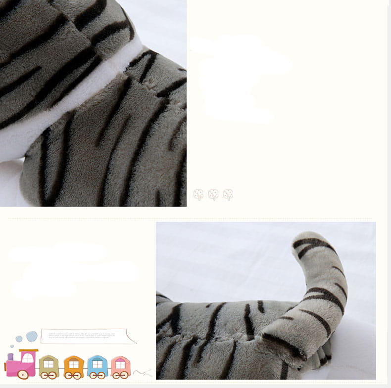 Cheese Cat soft animal plush toy featuring a gray and black striped plush tiger design, ideal for soft animal dolls collection.