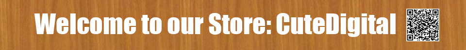 Welcome to our store digital banner in white text on a warm wood-grain background next to a black and white qr code featuring zinc alloy bronze floral corner protector 4-pack edge covers.