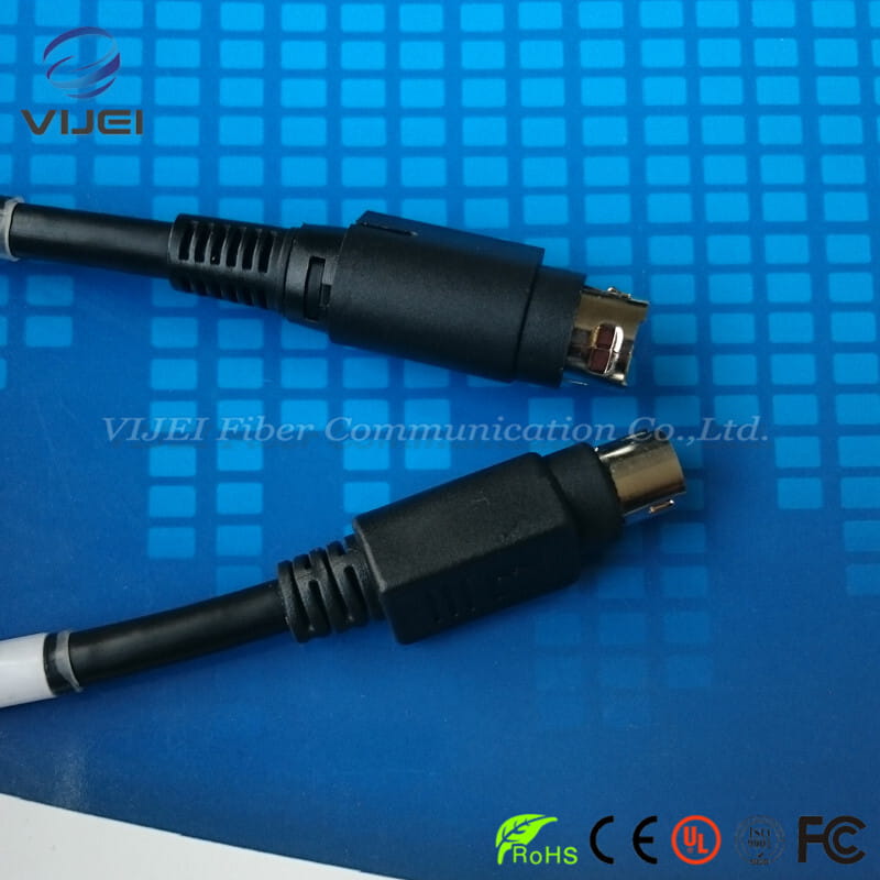 Black fiber optic battery charger cable with metallic connectors branded vijei adapted for Fujikura fusion splicer optical fiber fusion use