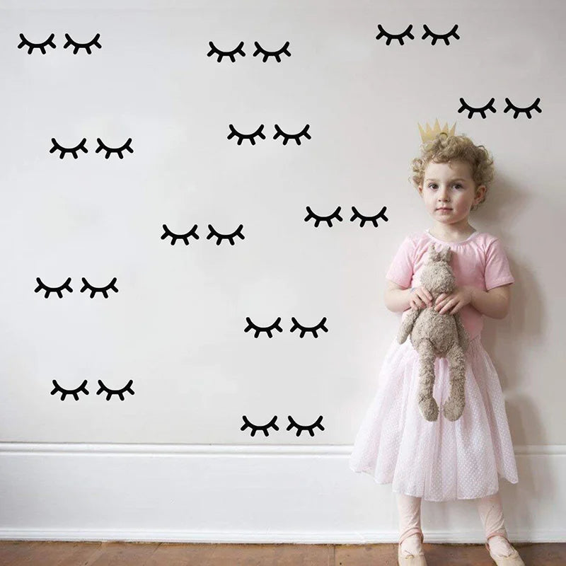 Kids Room Decoration  Eyelash Wall Stickers Cute Baby Room Stickers  Nordic Girl Bedroom Decor