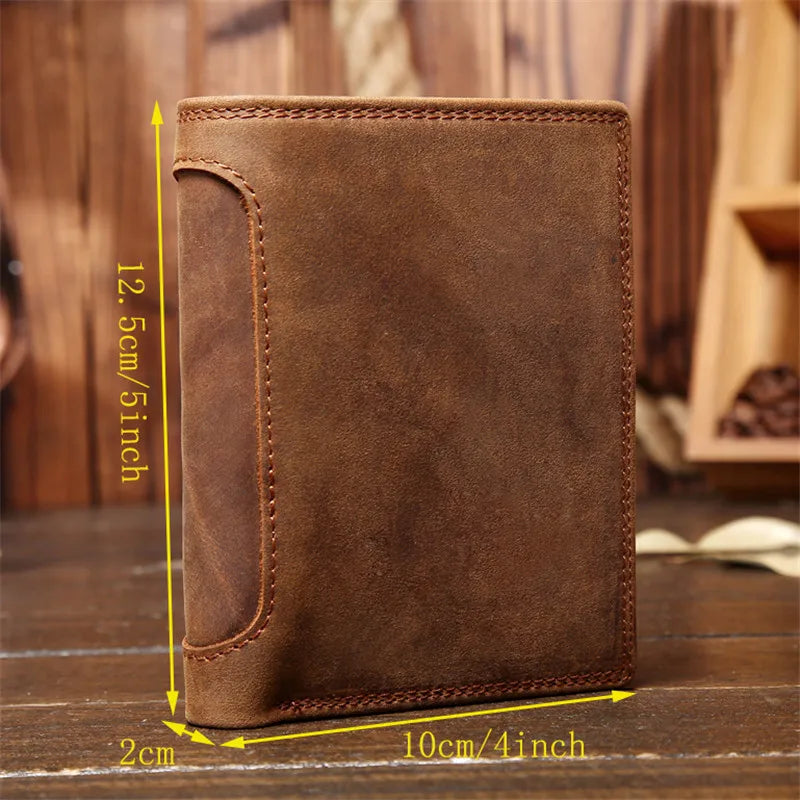 Genuine Leather Wallet for Men Mini Money Bags Short Purse Credit Card Holder Cash Coin Pocket Male Small Solid Standard Wallets