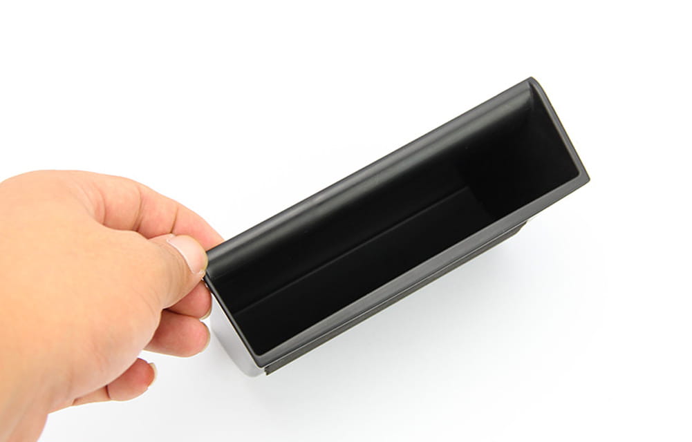 Plateau-organisateur rectangulaire pour console centrale de véhicule noir, conçu pour la boîte-plateau de rangement de poignée de porte Land Rover Discovery 4, offrant un matériau durable et une conception de compartiment efficace.