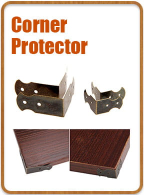 Bronze zinc alloy corner protector with a sturdy l-shaped design for protecting furniture edges included in a 4-pack floral edge cover set.