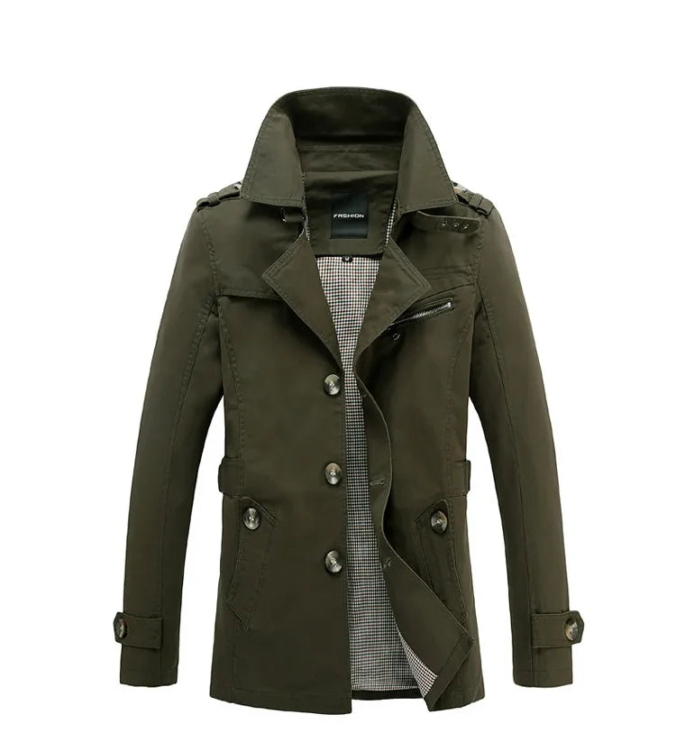 Brand Male Overcoat Long Jacket Coat Men Men's Trench Coat Trenchcoat Windbreaker Outwear Cotton Fabric Clothing