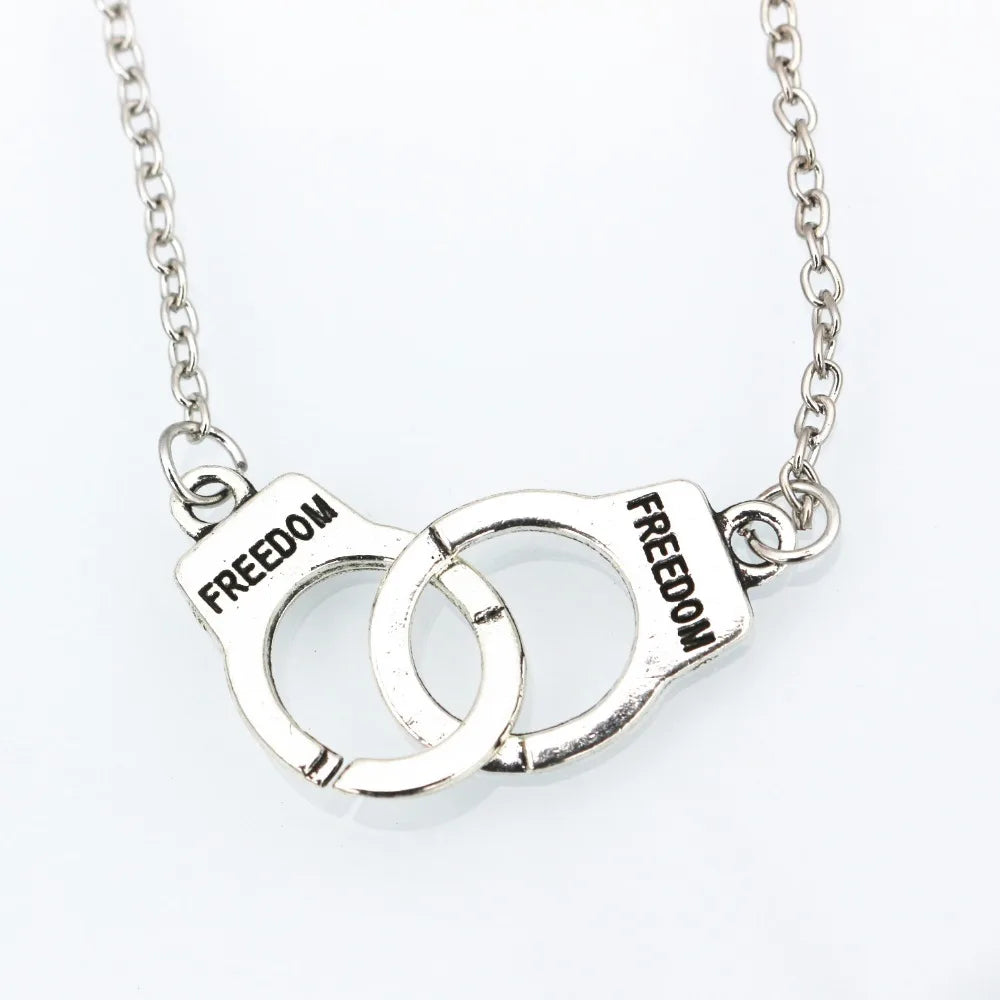 Handcuff Pendant Necklace for Women Men Steampunk Lover's Collares FREEDOM Unique Design Valentine's Day Gift Fashion Jewelry