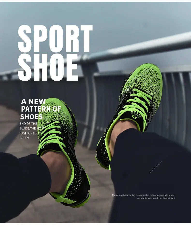 Chaussure de running pour homme Covadis en maille respirante en vert néon et noir éclatants, avec un design moderne et épuré.
