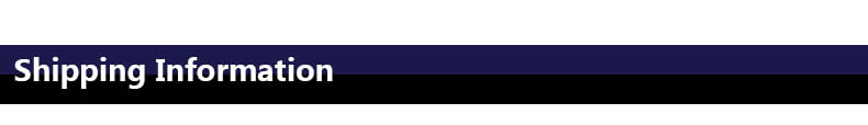 Shipping information banner in dark blue and black with white text for the crystal bridal tiara and wedding crown headpiece.