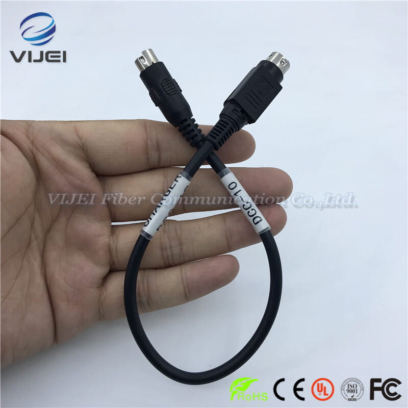 black vijei dgc-10 fiber optic battery charger cable with two metallic connectors adapted for optical fiber fusion in fujikura fusion splicer.