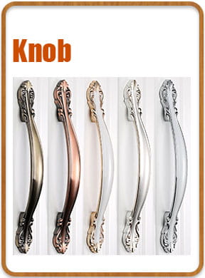 Set of ornate zinc alloy corner protectors in bronze floral design with curved metal handles in brushed nickel and antique brass finishes.
