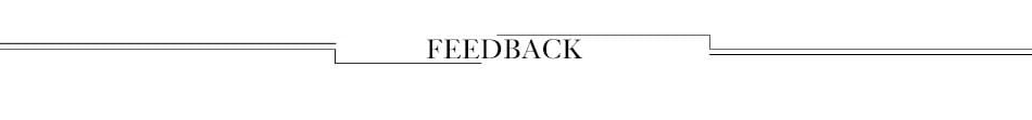 feedback label with black text framed by thin horizontal lines on a white background in a red v-neck chiffon office blouse highlighting negative feedback.