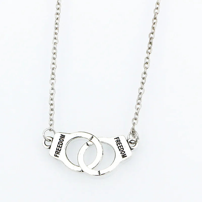 Handcuff Pendant Necklace for Women Men Steampunk Lover's Collares FREEDOM Unique Design Valentine's Day Gift Fashion Jewelry