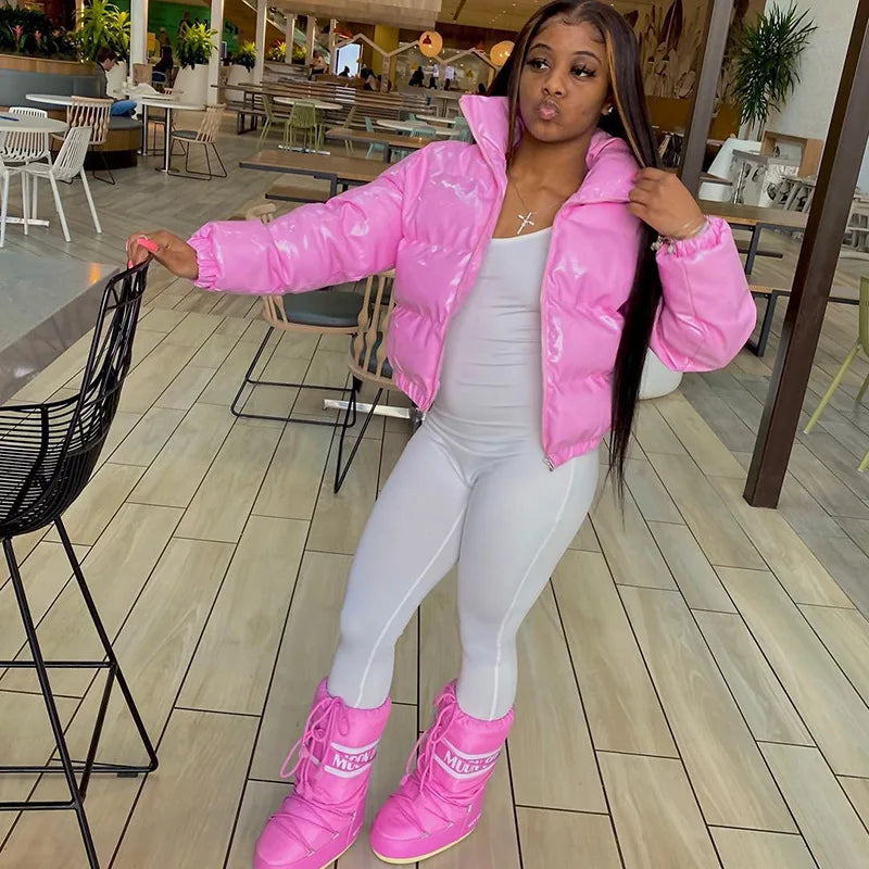 Winter Down Jacket Women 2025 White Color Cropped Puffer Jacket Parka Outwear Thick Bubble Coat Fashion Streetwear Plus Size