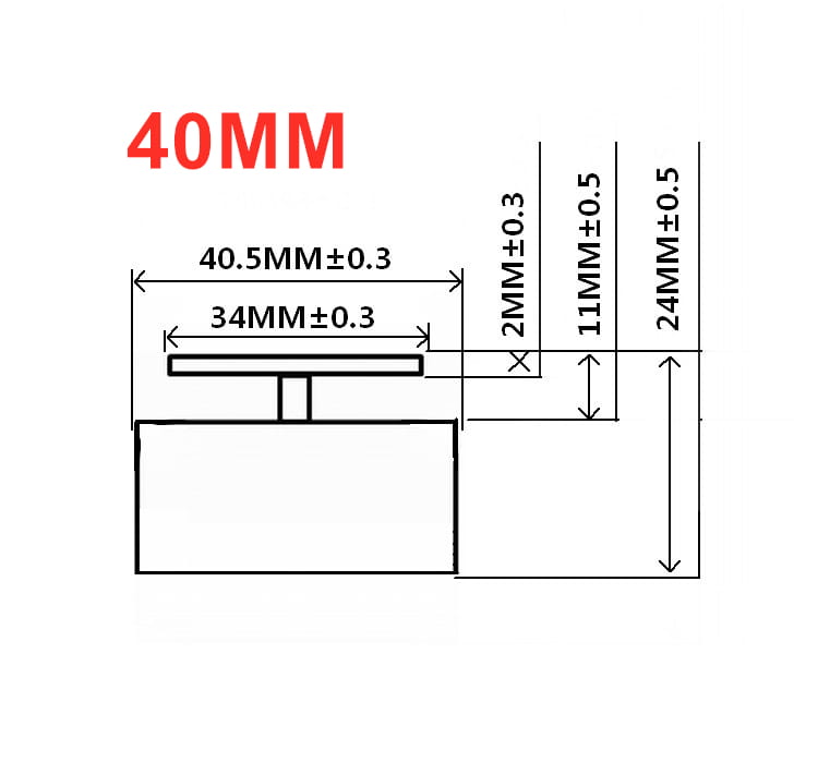 Aiyima 25w full range sound exciter speaker showing a 40mm t-shaped metal mounting bracket with precise dimensional specifications.
