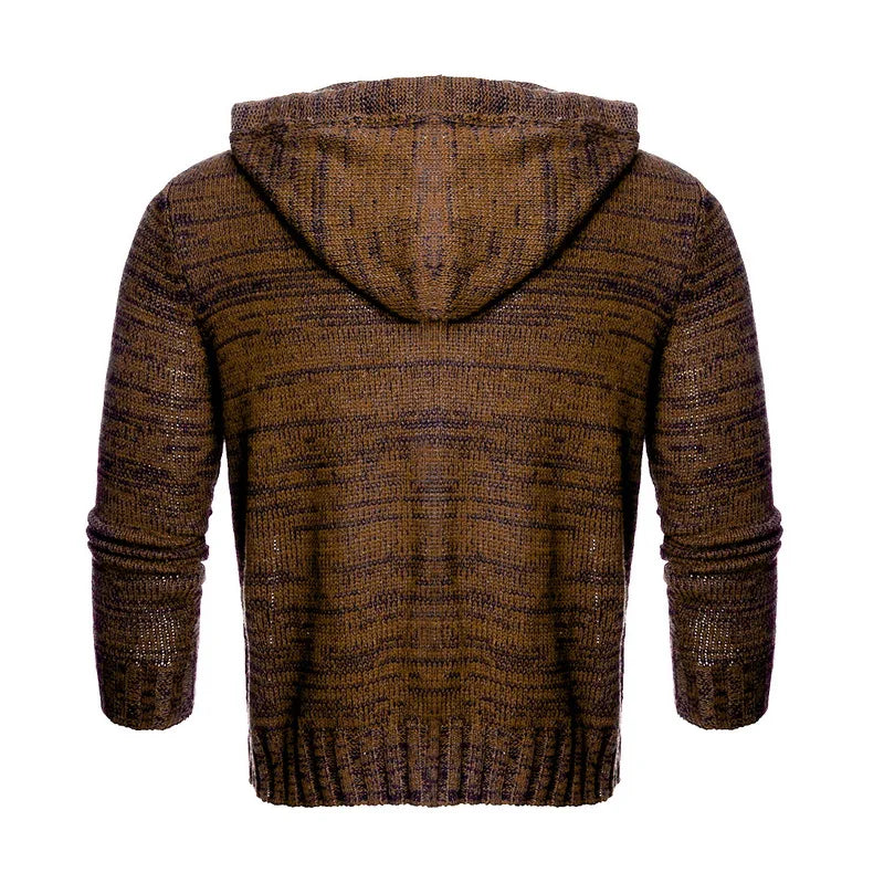 Men's Fashion Solid Color Knit Hooded Sweaters 2026 New O-Neck Long Sleeve Slim Fit Pullover Tops Autumn Winter