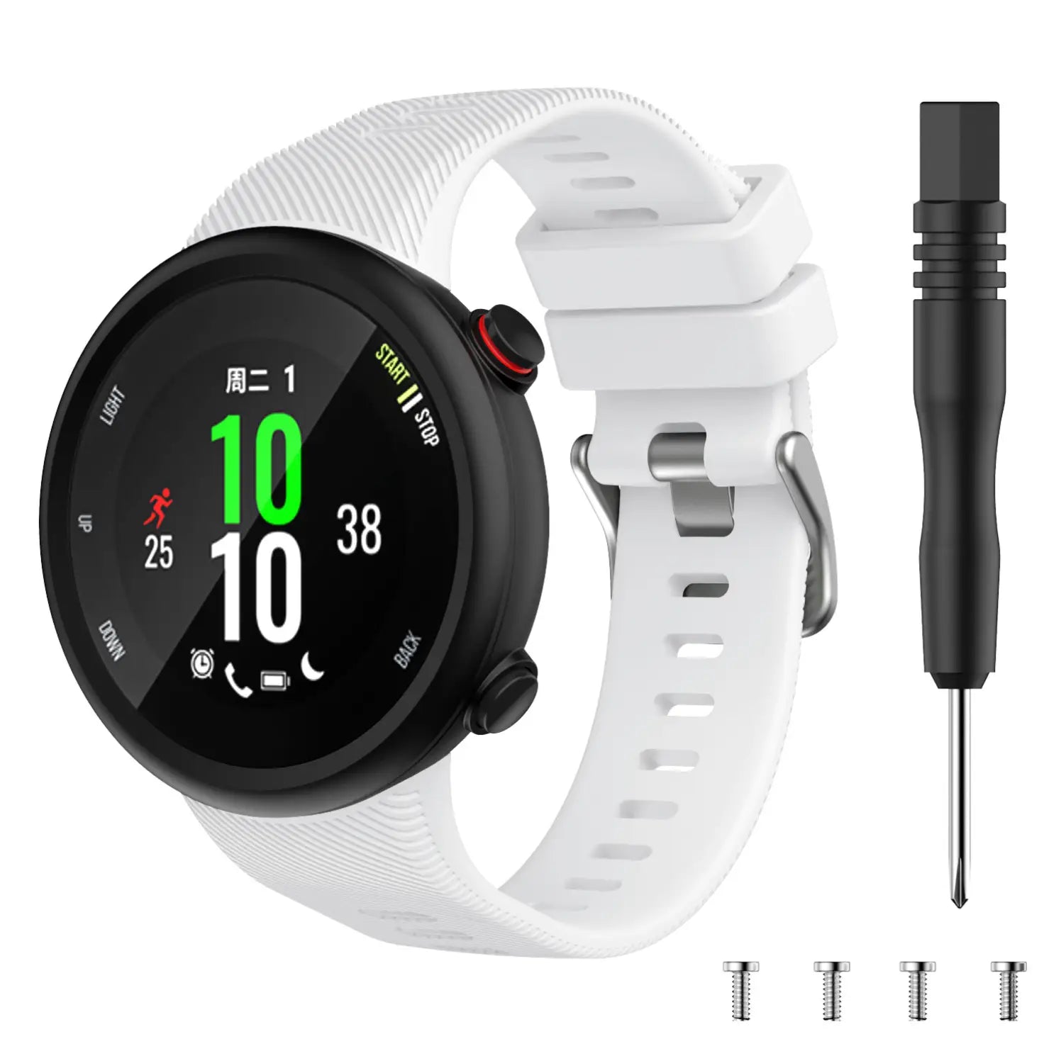 Reloj deportivo Garmin Forerunner 45 de silicona blanca con bisel negro y pantalla digital verde de alta calidad para uso con Garmin Swim