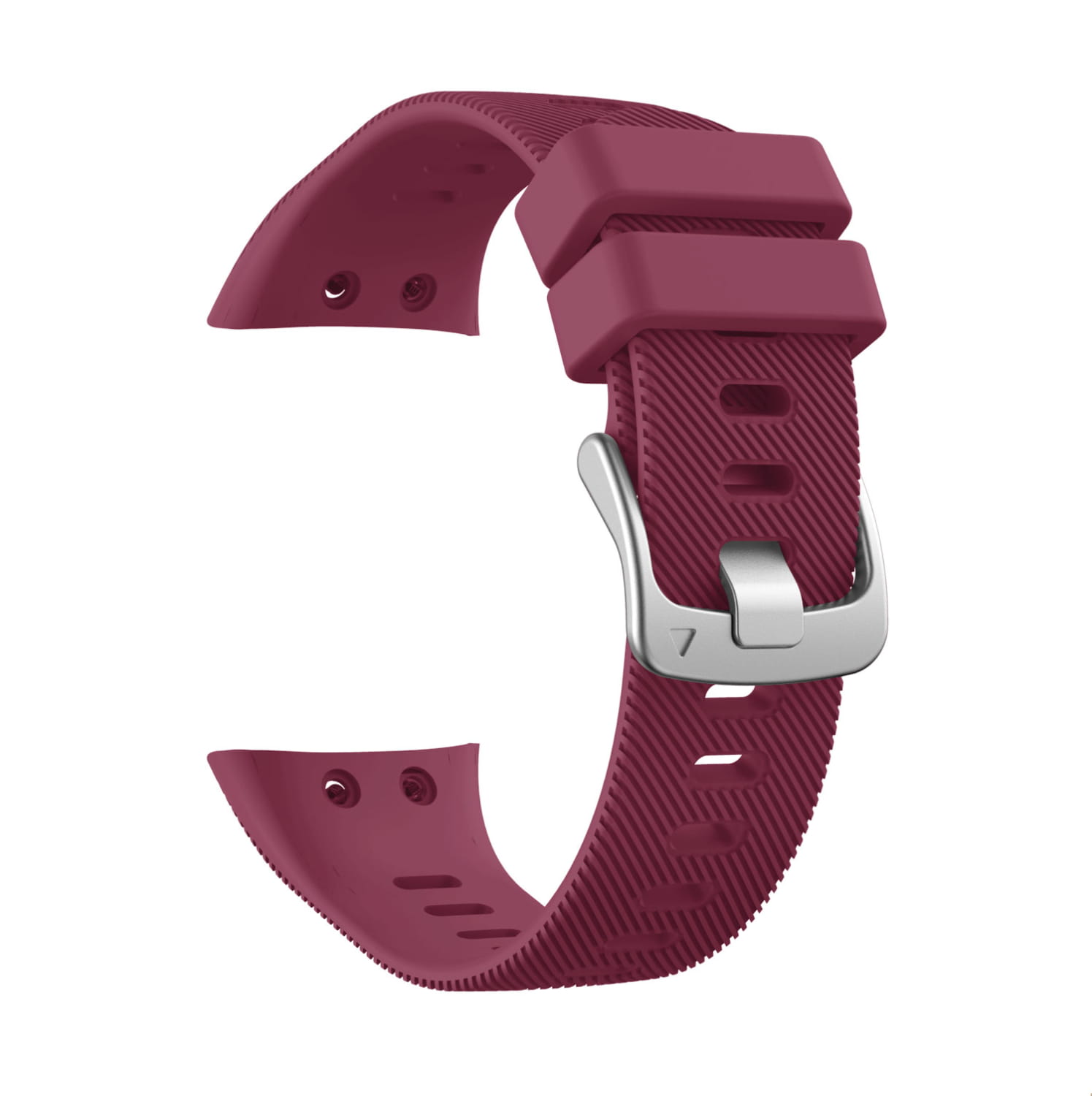 Correa de reloj de silicona burdeos de alta calidad con hebilla de tono plateado, diseñada para los modelos Garmin Forerunner 45 y Garmin Swim.