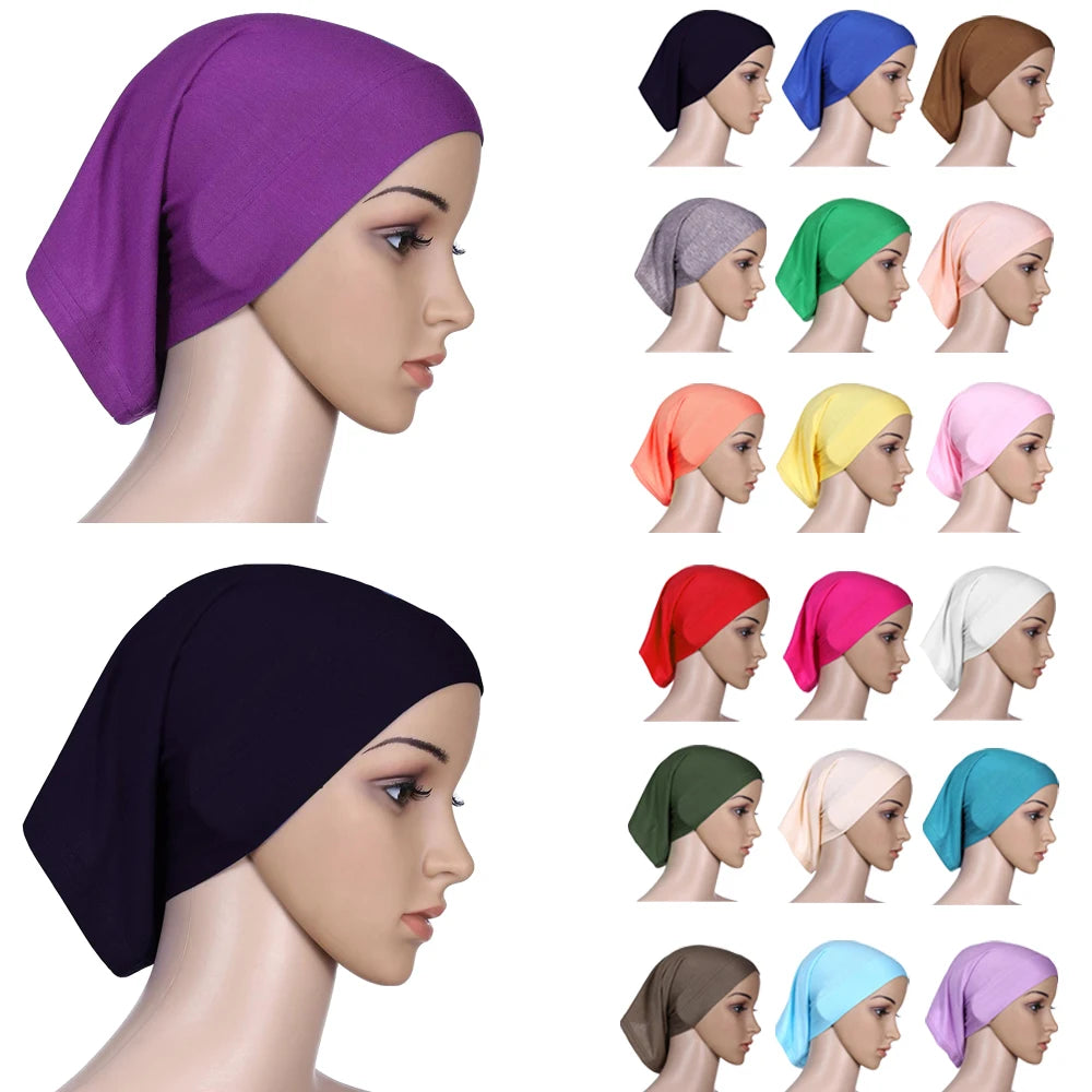 Muslim Women Head Scarf  Underscarf Stretch Hijab Cover Headwrap Underscarf Cap Shawl Islam Scarf Inner Headband Bonnet