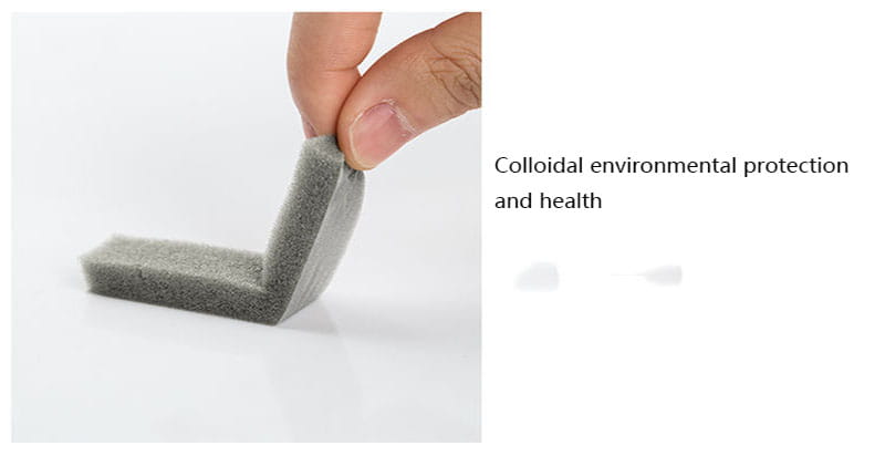 Bande d’étanchéité en mousse pour calfeutrage grise en forme de L, avec une surface texturée et poreuse pour portes et fenêtres.