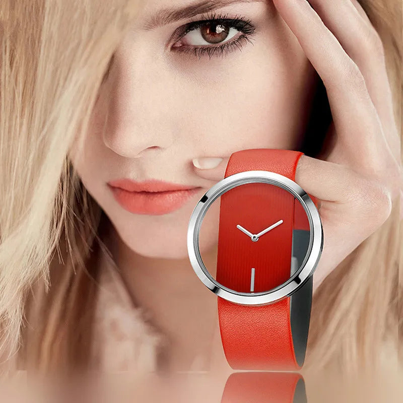 Women Watches Top Brand Luxury Hollow Ladies Wrist Watches Women Transparent Leather Strap Watch For Female Relogio Feminino Hot