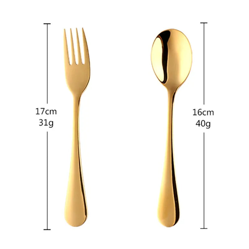 2Pcs Children Dinnerware Set Portable Student Fork Spoon Set Colorful Stainless Steel Tableware Reusable Child Food Quality