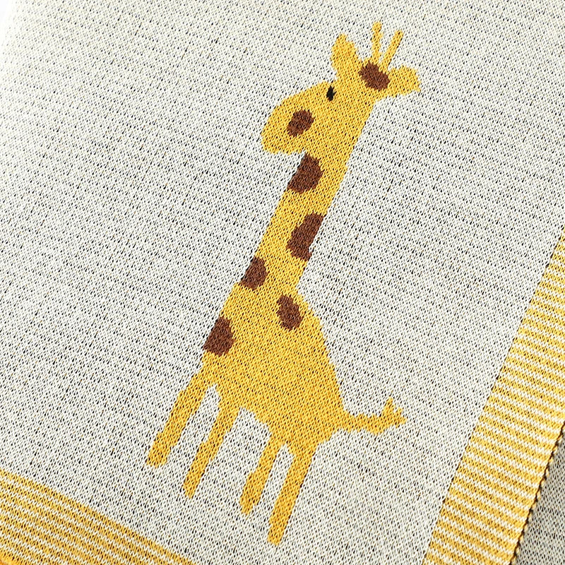 Baby Blanket 100%Cotton Knitted Newborn Girl Boy Bedding Crib Quilts Plaid Cute Giraffe Toddler Stroller Wrap Swaddle Super Soft