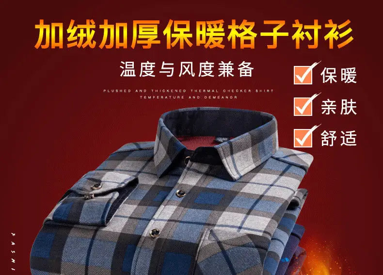 Chemise décontractée pour homme à coupe ajustée, manches longues, en tissu à carreaux thermiques bleu gris et blanc, avec col intérieur foncé.