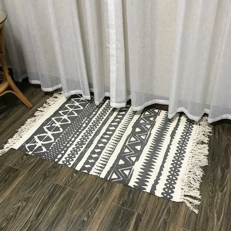 Cotton Tassel Home Weave Carpets Welcome Foot Pad Bedroom Study Room Floor Rugs Prayer Mattress