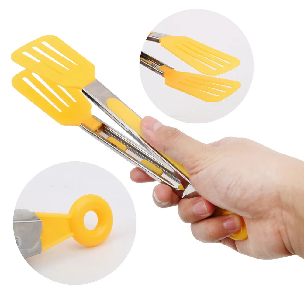 Kitchen Cooking Tools Non-Stick Kitchen Tongs Pizza Bread Steak Clip Stainless Steel Handle Utensil Salad Serving BBQ Tongs