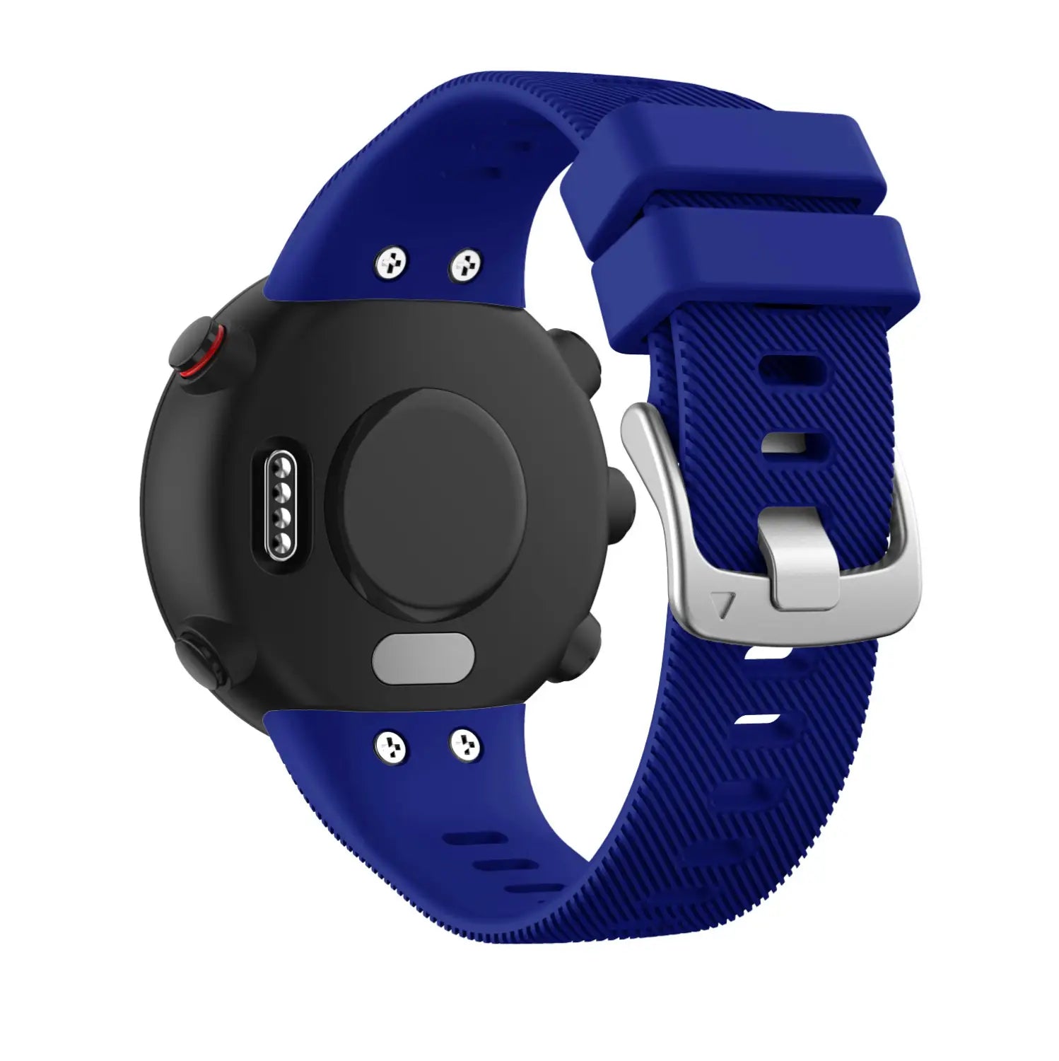 Correa de silicona azul de alta calidad para Garmin Forerunner y Garmin Swim, con hebilla plateada
