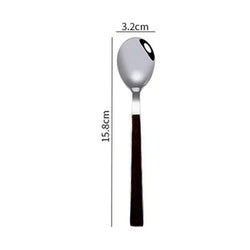 Stainless Steel Dinner Cutlery, Knives, Forks, Spoons, Black Wooden Texture Handle, Home Party Tableware, Steak Knife