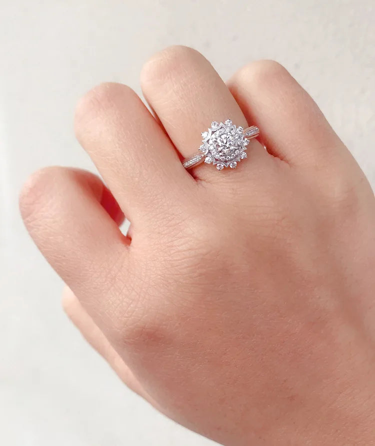Natural 2 Carats Diamond Jewelry 925 Sterling Silver color Rings for Women Anillos De Wedding Bizuteria Pure Gemstone Rings