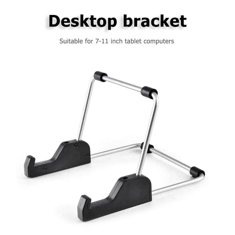 black and silver foldable adjustable aluminum tablet holder stand designed as a universal stand for 7-11 inch tablet computers