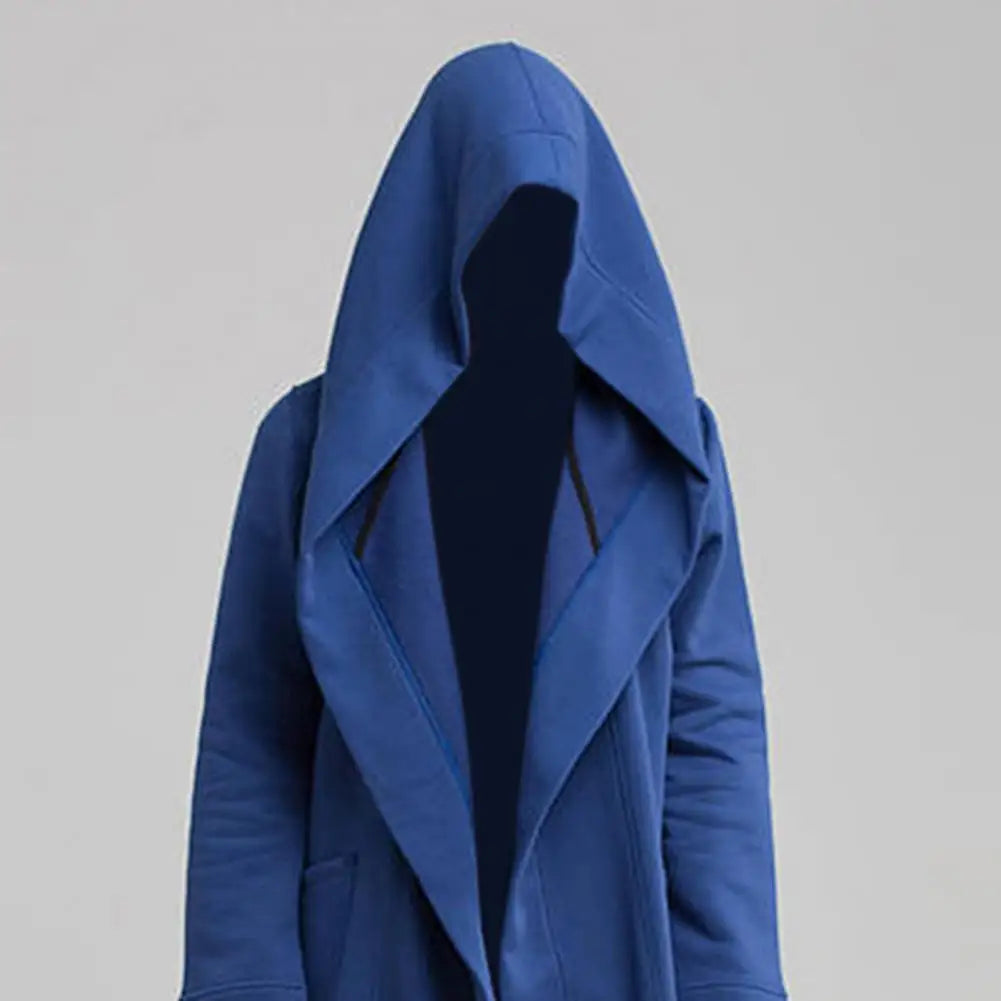 Men Coat Gothic Hooded Sweatshirts Black Gown Hip Hop Mantle Hoodies Fashion Open Jacket Long Sleeves Cloak Halloween Coats