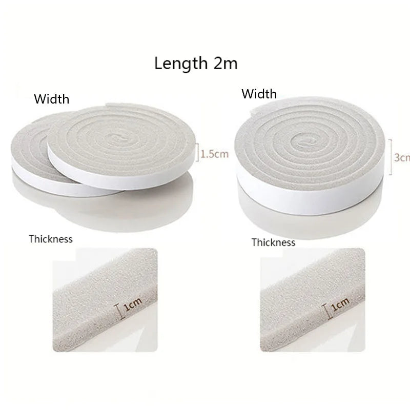 2M Sponge Foam Seal Strip Tape Adhesive Anti Collision Soundproof Weather Stripping for Doors Windows Furniture Protection