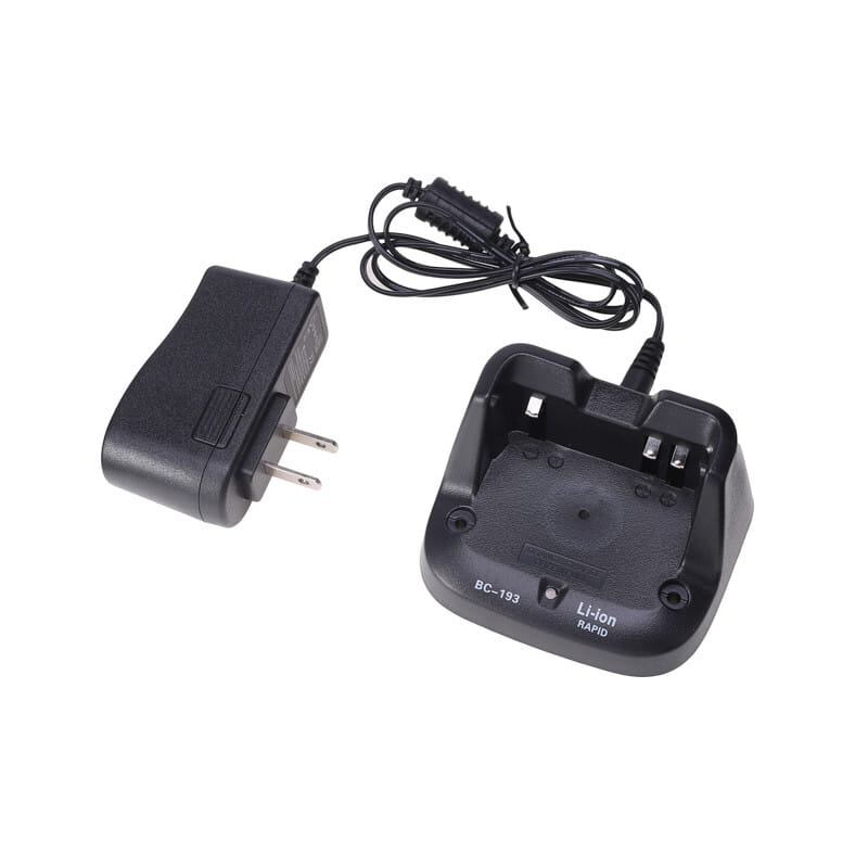 ICOM BP-265 リチウムイオン電池用に設計された、効率的な充電のためのブラックプラスチック BC-193 リチウムイオン急速ドック充電器およびアダプターセット。