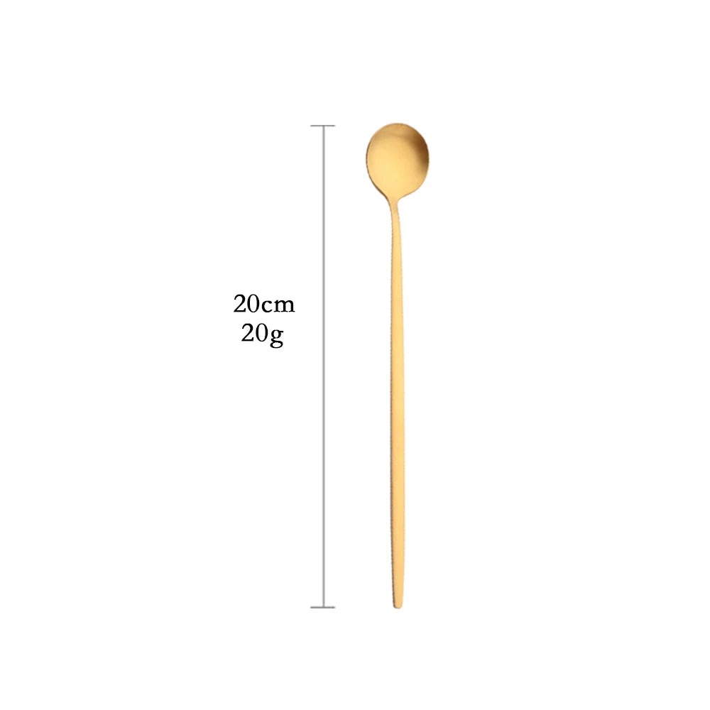 Matte Gold Tableware Stainless Steel Cutlery Set Kitchen Flatware Dinner Fork Spoon Knife Cake Fork Ice Spoon Dinnerware Set