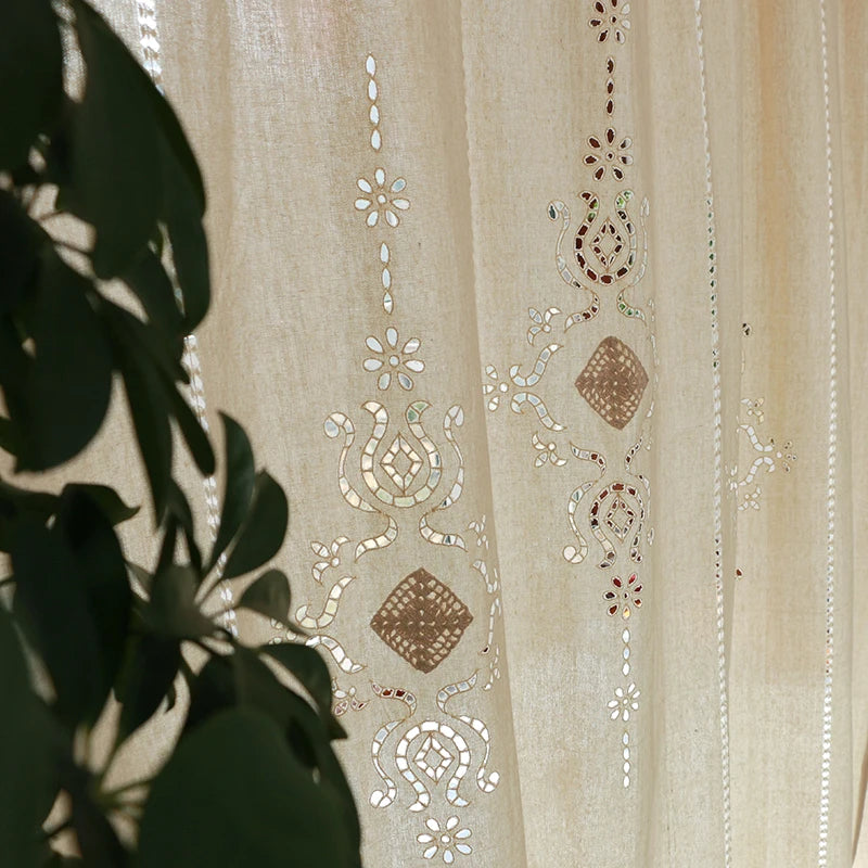 Cotton Cortinas Crochet Lace Curtain Flower Curtain Blinds Shower Divider Curtains for Kitchen Living Room Bedroom European
