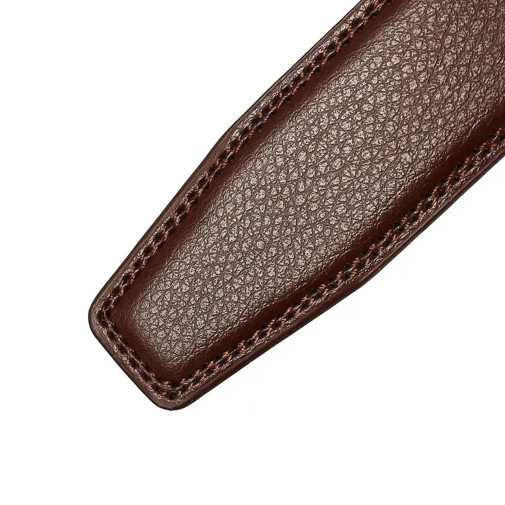 Sangle de ceinture en cuir véritable pour homme de 3,1 cm en cuir gaufré (grainé) avec couture précise le long des bords