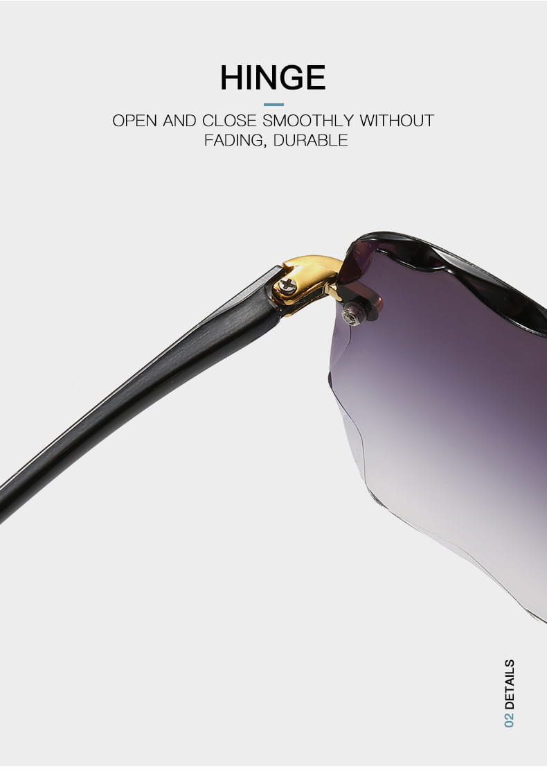 Square gradient sunglasses for women featuring black frames with gradient purple to transparent lenses and gold-tone hinges in brown and gold.