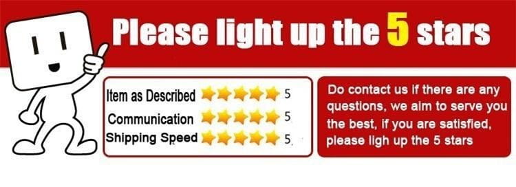 red banner with white text urging customers to rate sterling silver zircon flower hoop earrings five stars